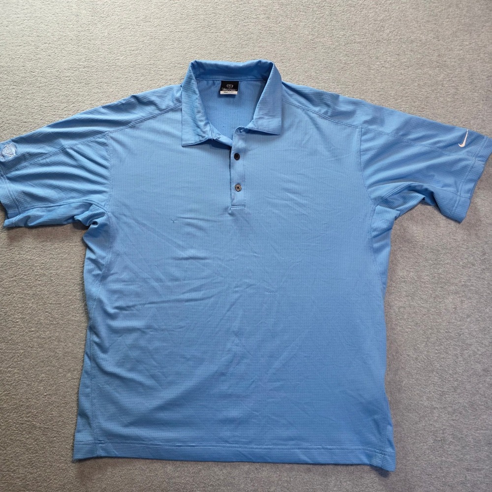 Nike FitDry Golf Polo Shirt Mens Medium Light Blue Performance PEKIN Corp Logo